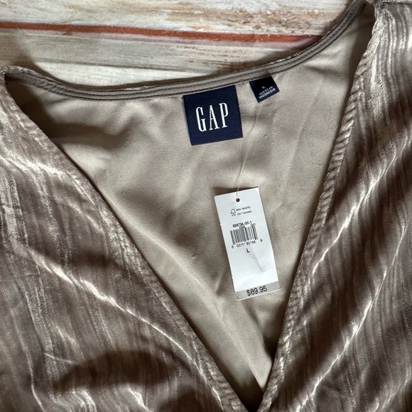 NWT GAP Taupe Beige Velvet Smocked Mini Cocktail Party Dress Sz L - Picture 8 of 11